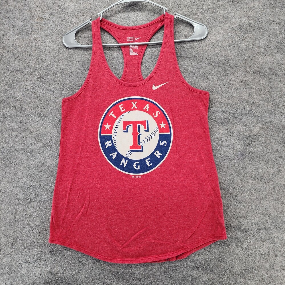 Texas Rangers Tank Top Womens Medium Nike Athletic Cut Tri Blend